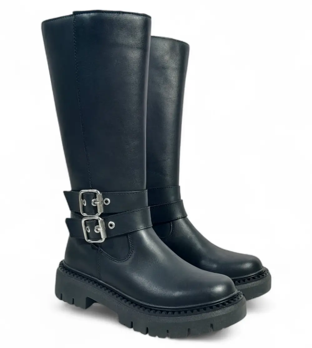 BOTA MUJER VIRGO CON HEBILLAS CAÑA ALTA