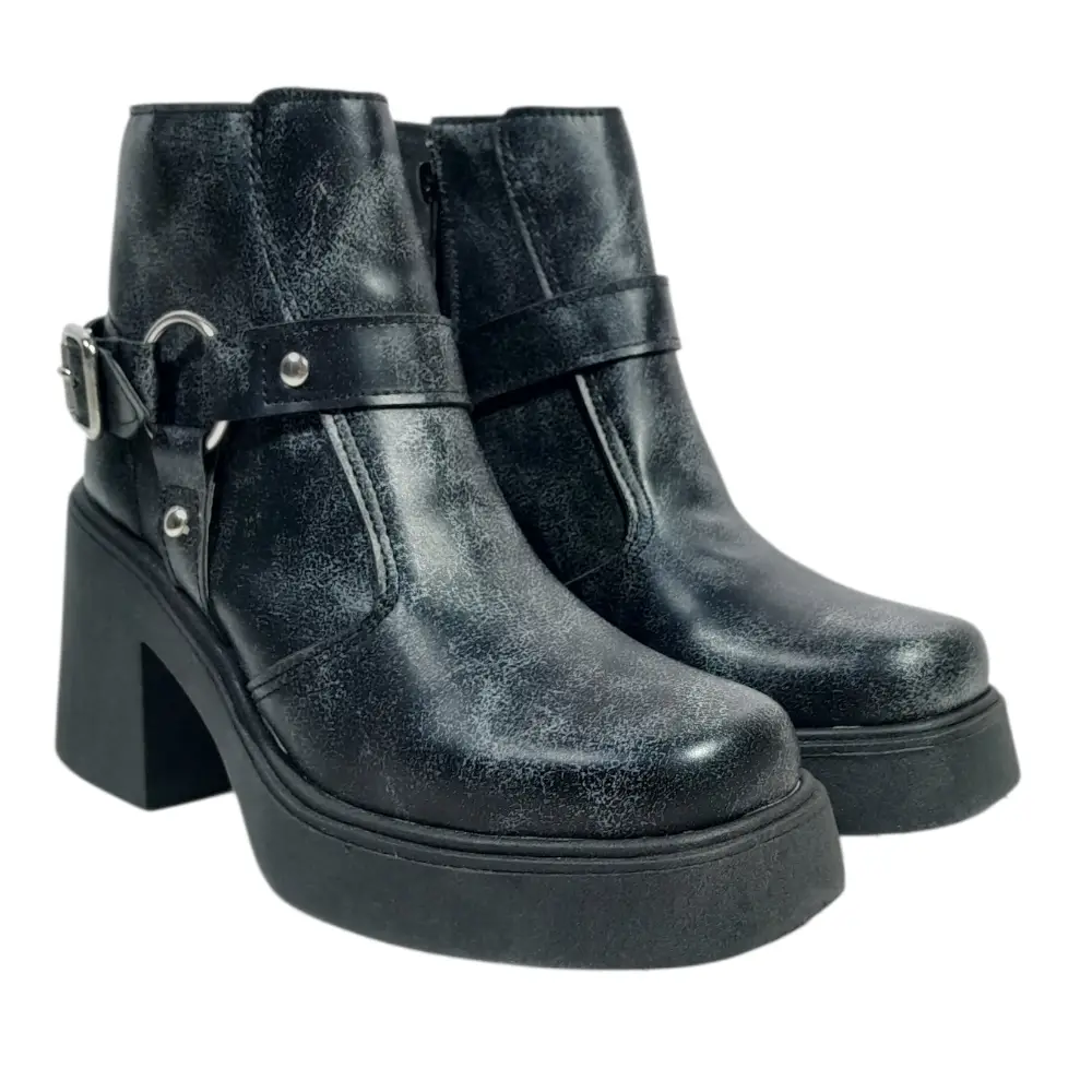 BOTA MUJER NOIR CON HEBILLA ECO CUERO