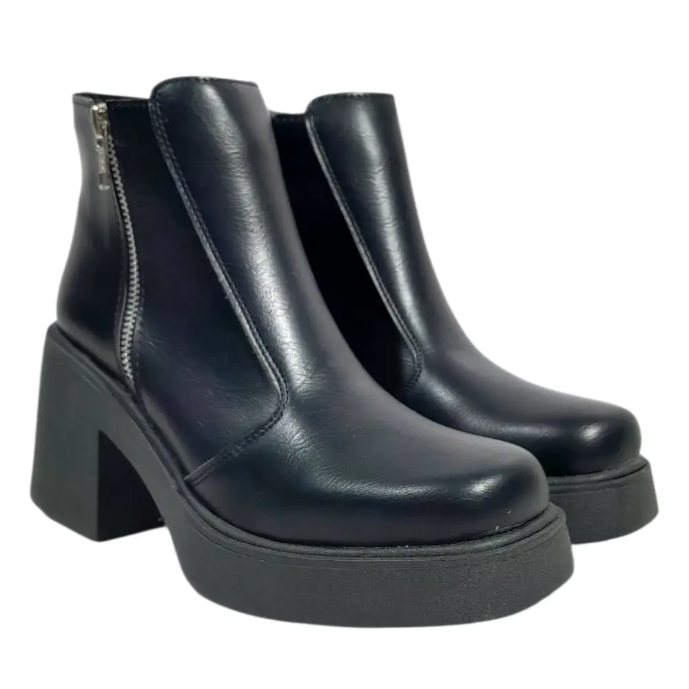 BOTA MUJER CIELO CON DOBLE CIERRE ECO CUERO