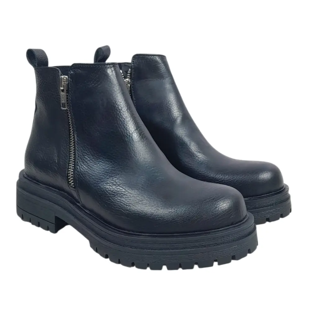 BOTA MUJER LUNA DE CUERO CON DOBLE CIERRE YKK Y SUELA DE GOMA
