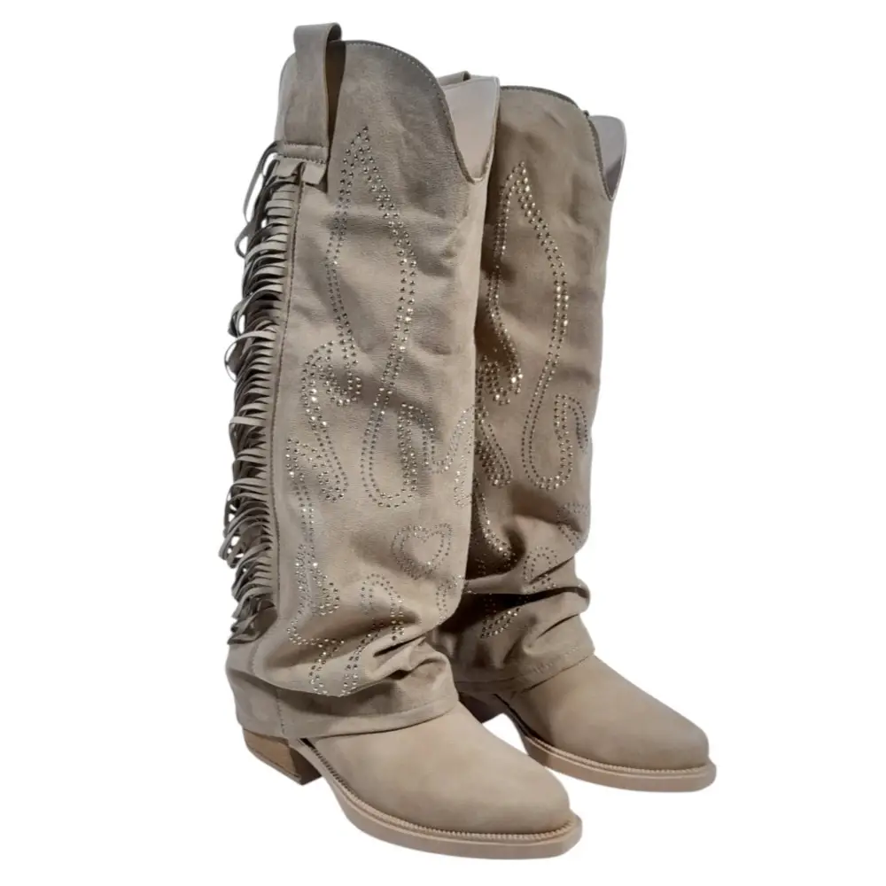 BOTA TEXANA MUJER GUNTHER CAÑA ALTA GAMUZA TACO BAJO
