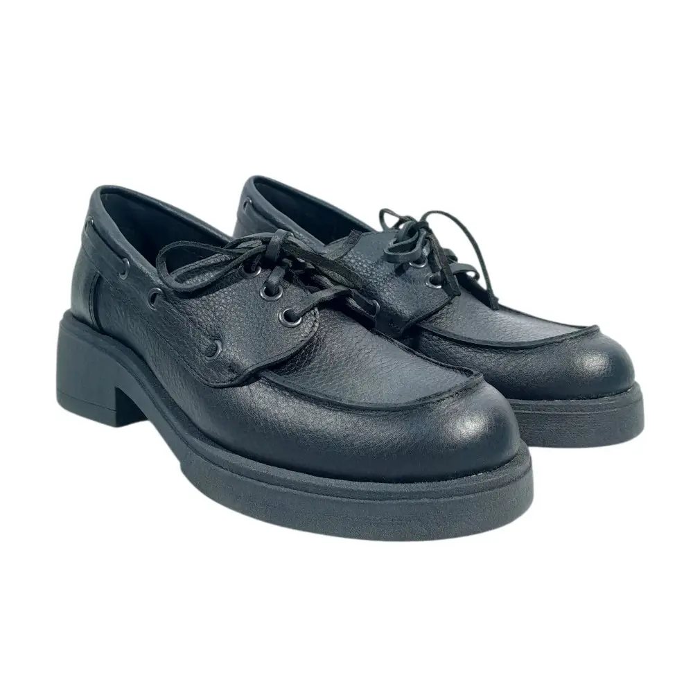ZAPATO MOCASIN MUJER COCO DE CUERO ACORDONADO BASE DE GOMA